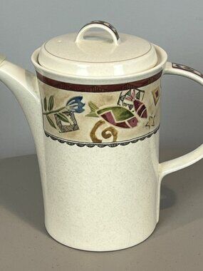 Mikasa Intaglio Mystic Melody Coffee Pot Fish and Flower Design Cabin Lake House